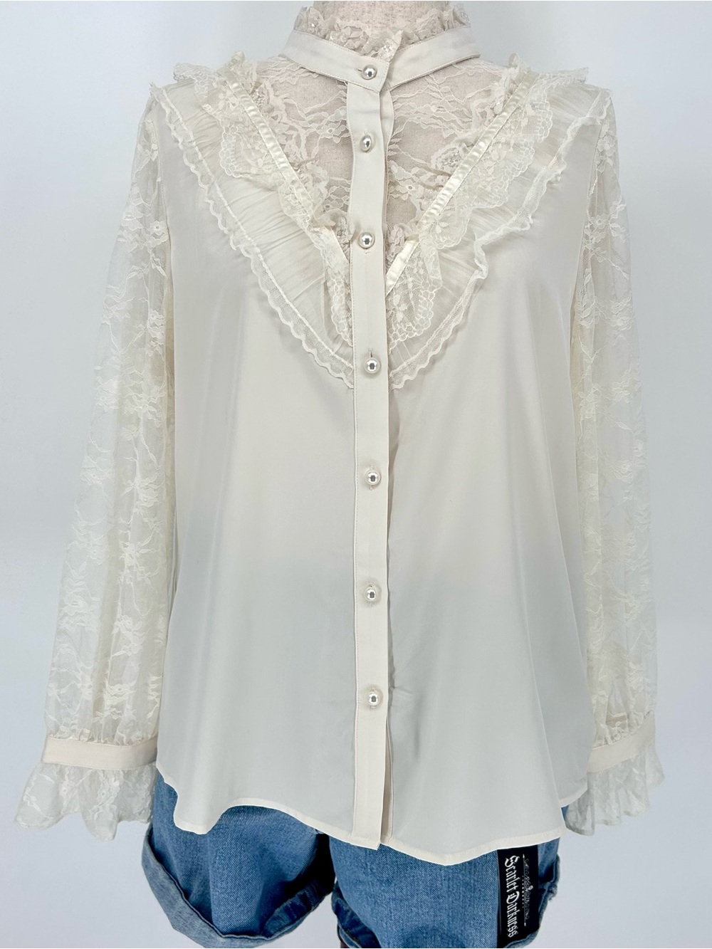 Scarlet Darkness Lace Victorian Blouse XL Coquette Gothic Ruffle Top